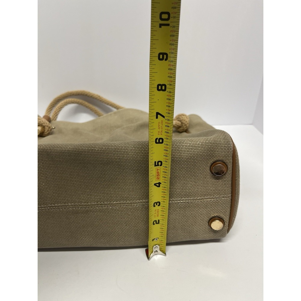 Michael Kors Isla Large Natural Burlap Tote Rope Leather  Purse - Picture 10 of 10